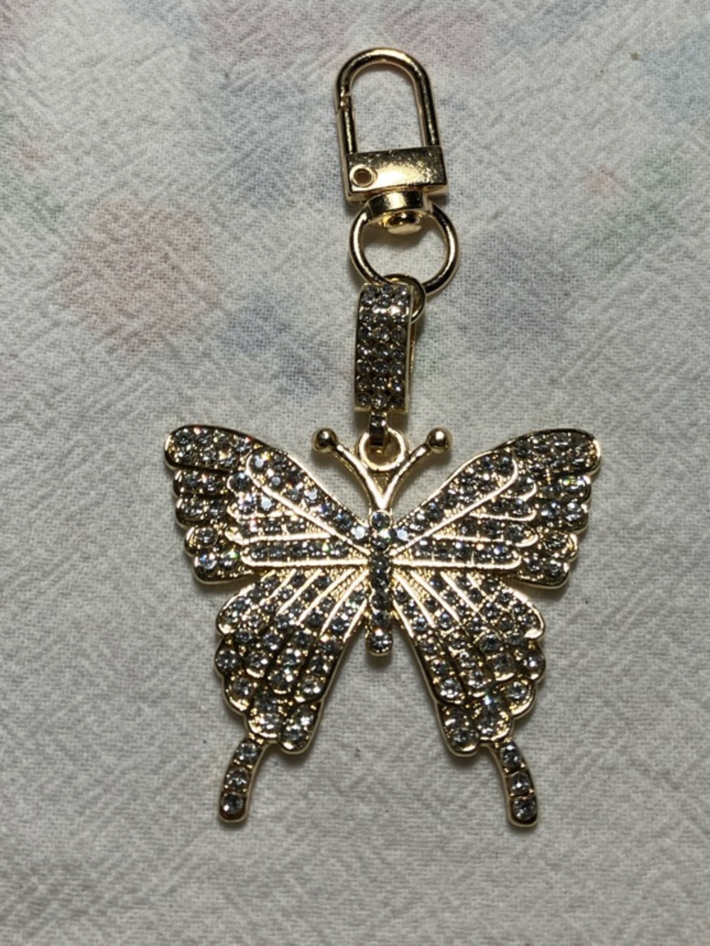 Gold Butterfly Keychain Bag Charm with Lobster Clasp